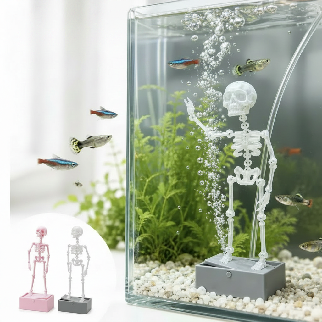 NicePick™ Skeleton Dancing Aquarium Bubbler 3D Printed