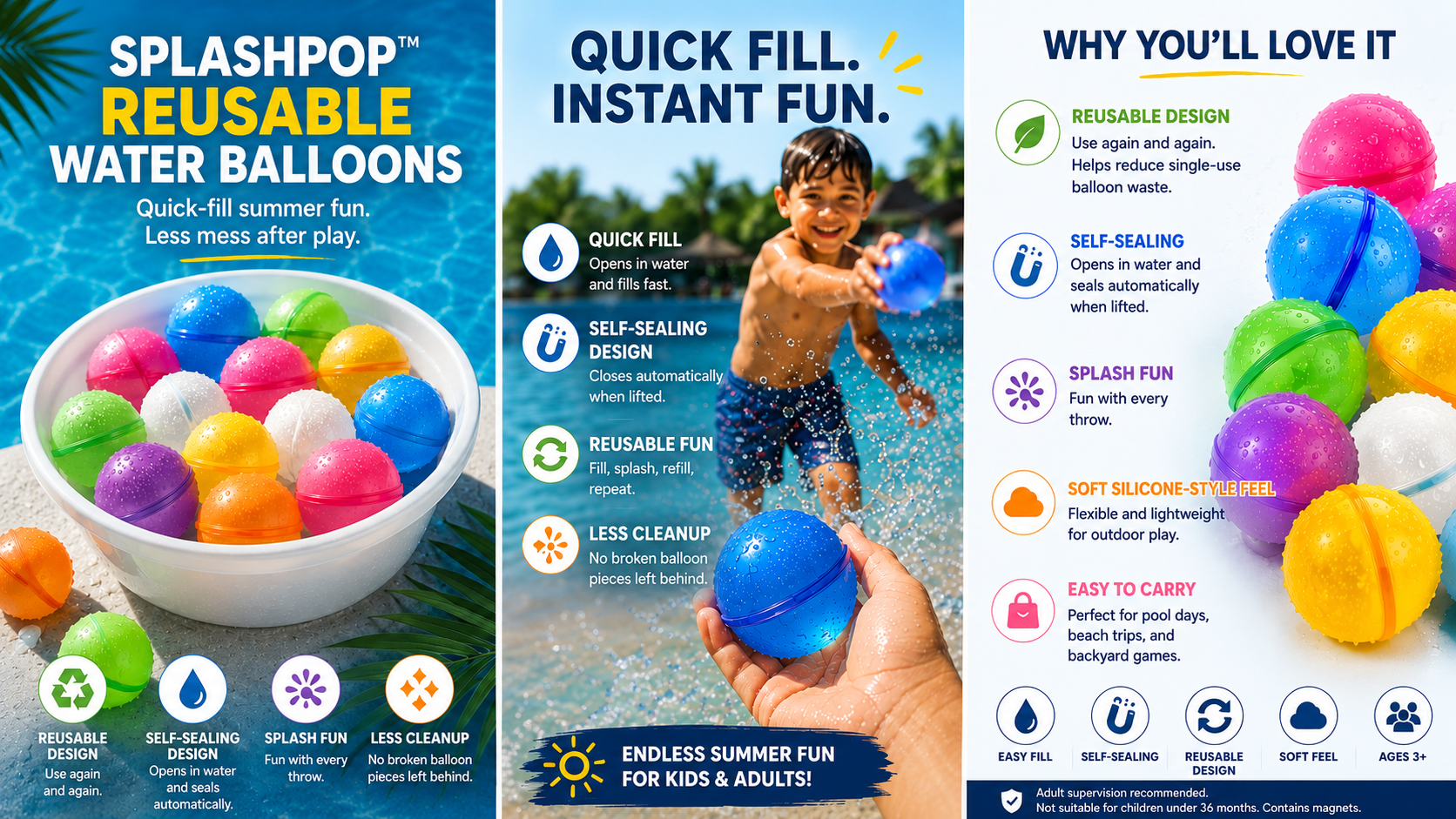 NicePick™ SplashPop Reusable Water Balloons