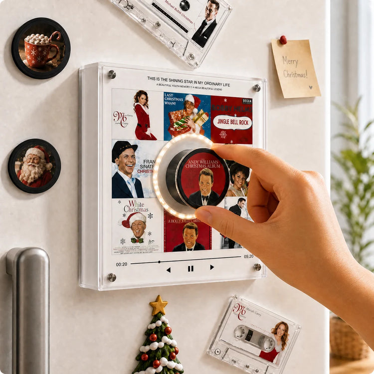 Retro Mini Vinyl NFC Record Player – Custom Christmas Fridge Magnet