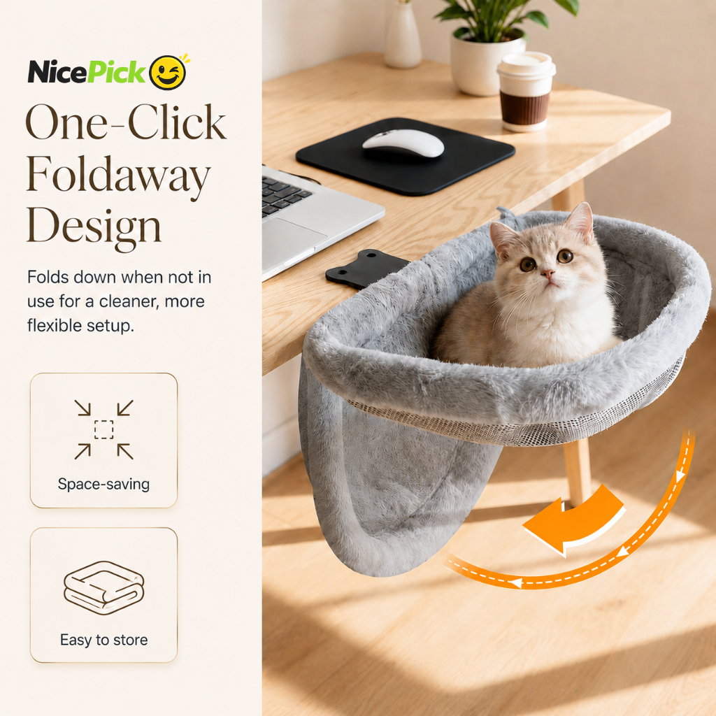 NicePick™ Foldaway Cat Desk Bed